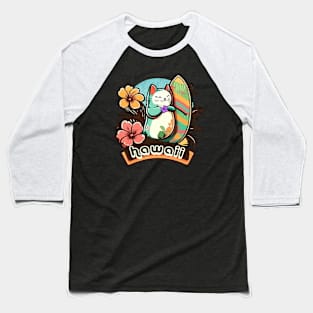 Chonky Kawaii Surf Kitty Baseball T-Shirt